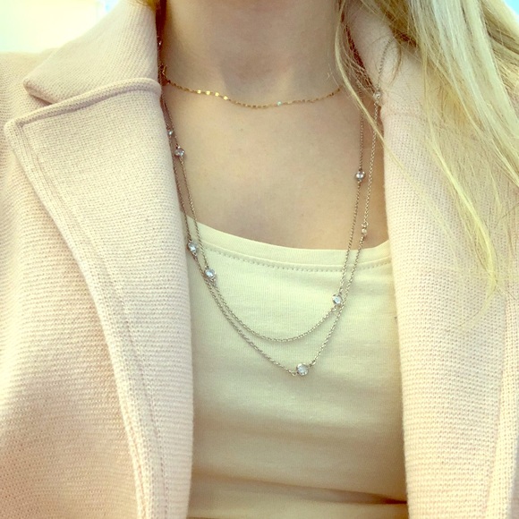 Jewelry - Long silver necklace with clear gemstones đź’Ž Jewelry - Long silver necklace with clear gemstones đź’Ž